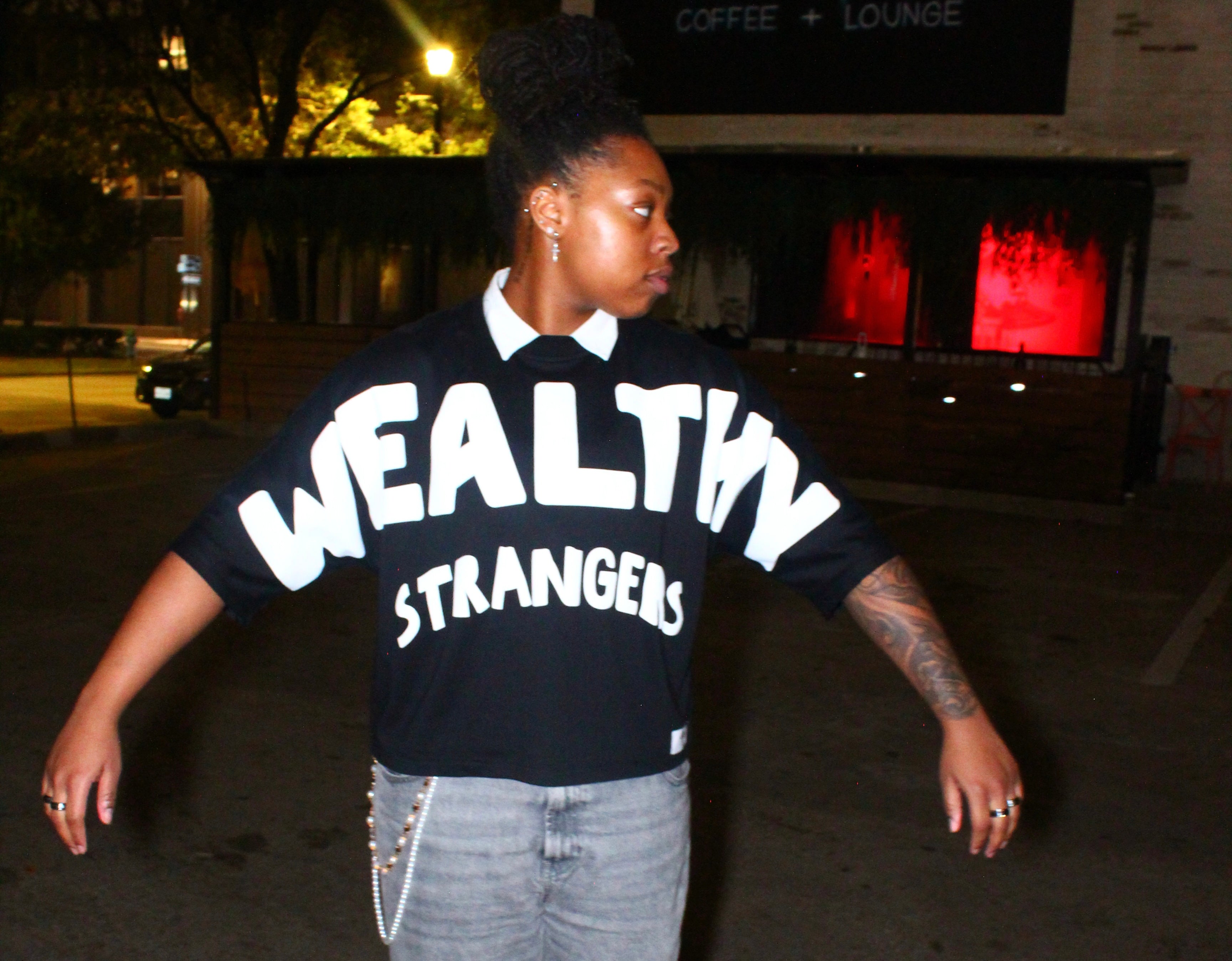Wealthy Strangers Oversized Cropped Graphic Tee